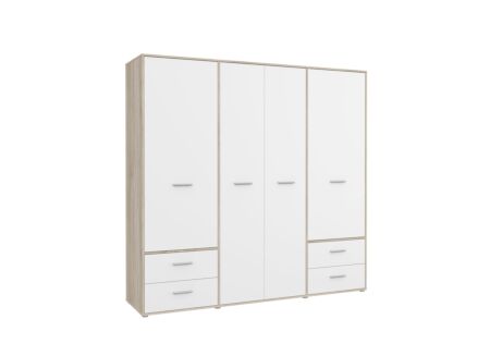 Kleerkast Mokkaro 206cm - decor- wit/sonoma eik