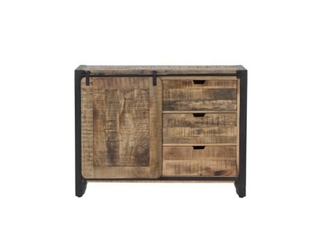 Commode Woodstock 120x45x90cm - mango massief - naturel/zwart