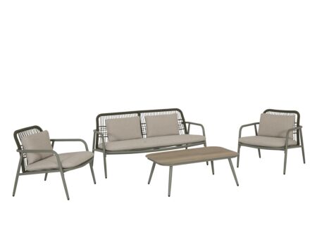 Loungeset Tessera aluminium - kussens in olefin - groen