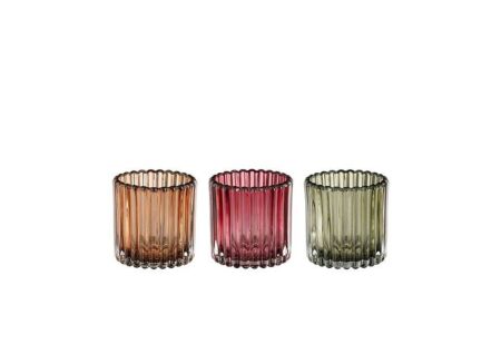 Theelichthouder H7,5cm - glas - multicolor