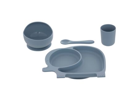 Kinderservies Olifant 6-delig - silicone - blauw