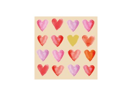 Serviette Aquarel Hearts 33x33cm - papier - multicolor 20 stuks