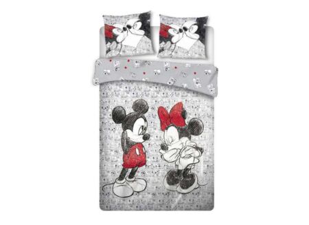 Dekbedovertrek Mickey & Minnie 240x200cm - microvezel - grijs