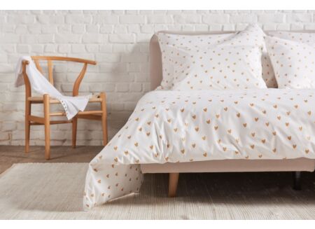 Dekbedovertrek Golden Hearts 260x220/240cm percale katoen