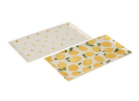 Dienblad Citroen 34,5x16,8cm - keramiek - wit & geel