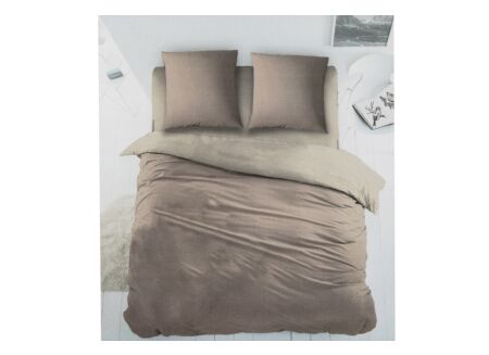 Dekbedovertrek 240x220cm - katoen - cafe/taupe