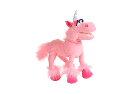 Handpop Hornchen de eenhoorn H41cm - polyester - roze