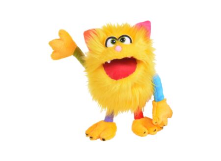 Handpop Monster to go Schickimicki  H35cm - polyester - geel/multicolor