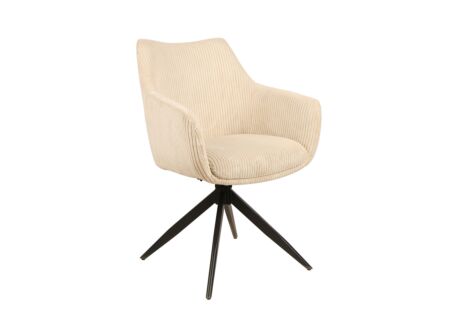 Draaistoel Milk 60x60x88cm - ribfluweel - beige