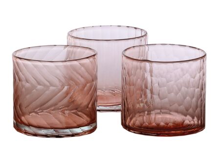 Theelichthouder Cassis Ø11x10cm - glas - roze