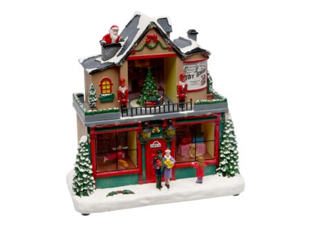 Kerstdecoratie Cadeauwinkel LED H23,8cm - polystone - multicolor