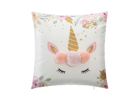 Kussen Unicorn Pompom 40x40cm - stof - multicolor