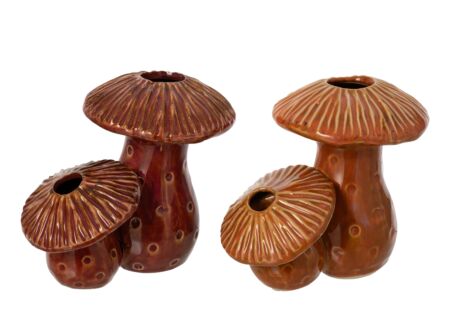 Herfstdecoratie Vaas Paddenstoel H13cm - keramiek - roestbruin & oranje Herfstdecoratie Vaas Paddenstoel H13cm - keramiek - roestbruin & oranje