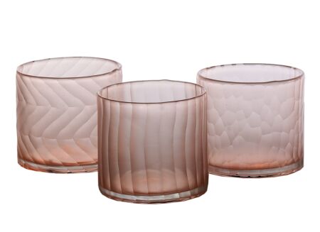 Theelichthouder Cassis Ø11x10cm - glas - roze