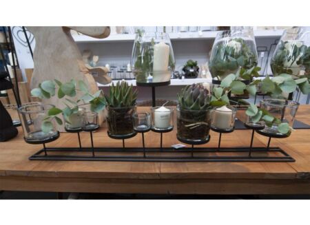 Kaarsenhouder Lincoln B100cm - metaal & glas - zwart