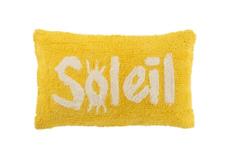 Kussen Soleil 30x50cm - katoen - geel/wit