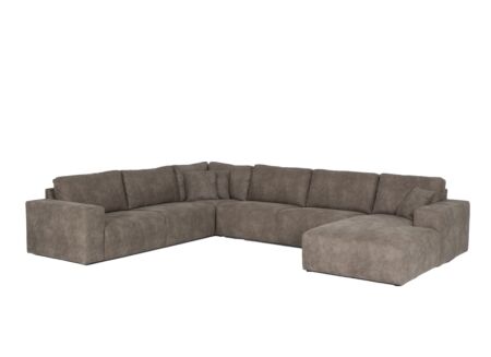 Hoeksalon Madrid 377x299cm - stof - bruin