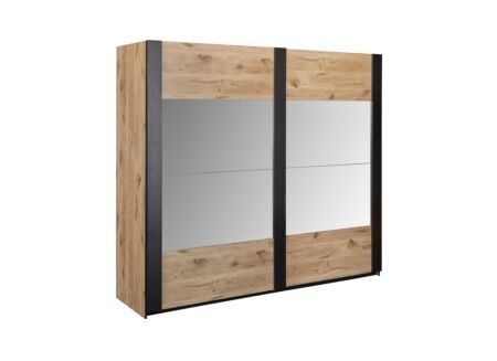 Schuifdeurkast Sofia 246cm - decor - canyon eik/zwart