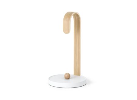 Keukenrolhouder Bellewood 17,1x17,1x32,3cm - metaal & hout - wit & naturel