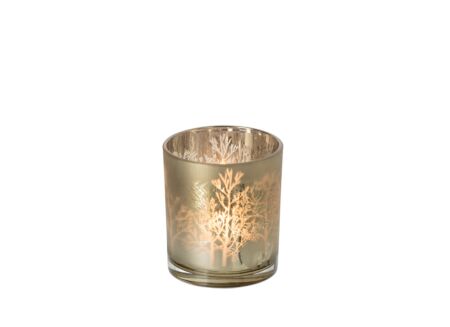 Kaarsenhouder Bos H8cm - glas - taupe
