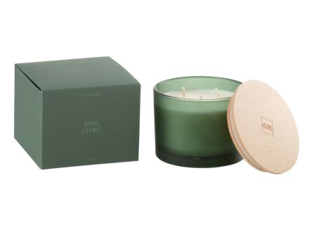 Geurkaars Bois Givre Ø11,5x10cm - glas/paraffine - groen