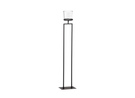 Theelichthouder Ludowik H100cm - metaal & glas - zwart