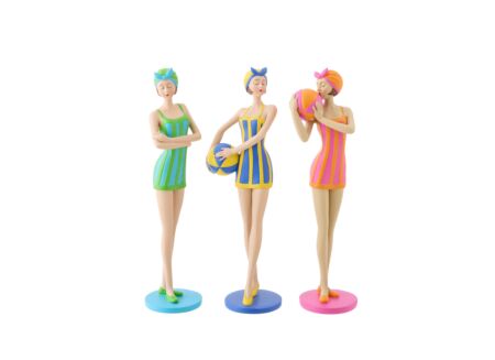 Deco Vrouwen Badpak Ballon H33,5cm - polyresin - multicolor
