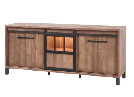 Dressoir 207cm - meubelplaat - old teak & matt black