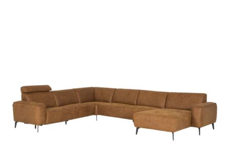 Hoeksalon 2290  371x281cm - stof - cognac met relax