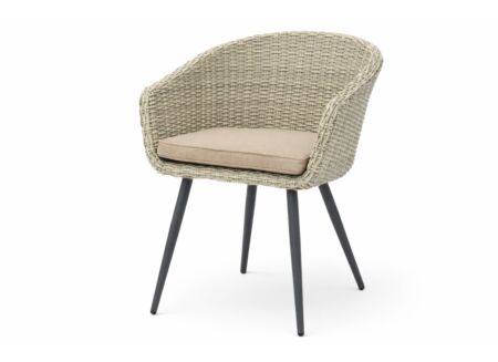 Tuinstoel Wells 62,5x65x78cm - kunststof rotan & aluminium - grijs