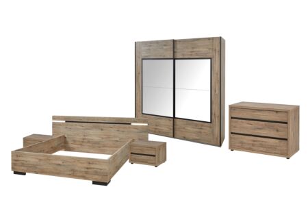 Slaapkamer met bed 180x200cm - kleerkast 217cm