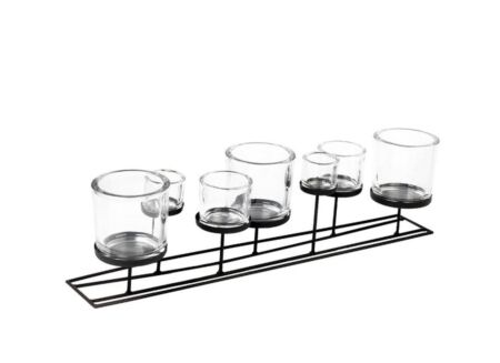 Kaarsenhouder Lincoln B70cm - metaal & glas - zwart