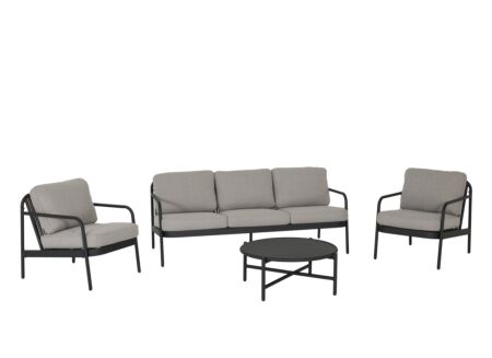Loungeset Airy aluminium wicker - greige/zwart