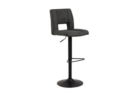 Barstoel ZH62-83cm - lederlook - antraciet