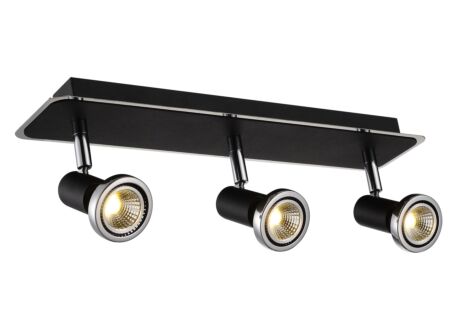 LED spot met 3 spots 5W GU10 chroom zwart