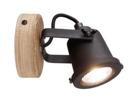 Wandlamp Inge zwart bruin 6W GU10