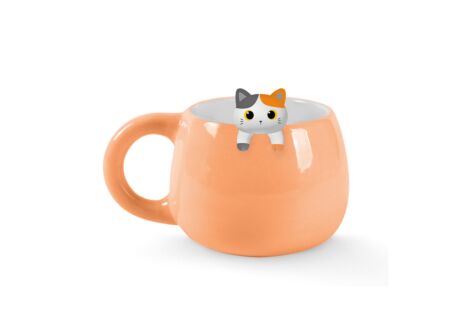 Mok Charm Kat 45cl H8,4cm - keramiek - oranje