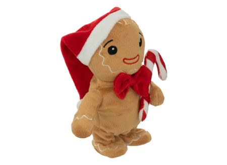 Kerstdecoratie Peperkoek H20cm - stof - bruin & rood