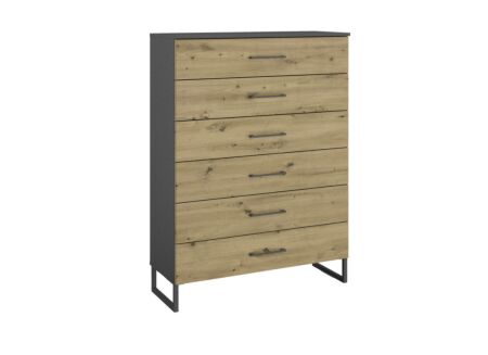 Ladekast Butte 93x42x130cm - decor - artisanale eik & grijs