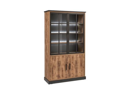 Vitrinekast 120cm - decor - bruin/zwart