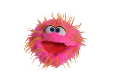 Handpop Knaller H20cm - polyester - roze/oranje