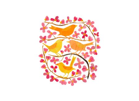 Serviette Blossoms & Birds 33x33cm multicolor 20 stuks