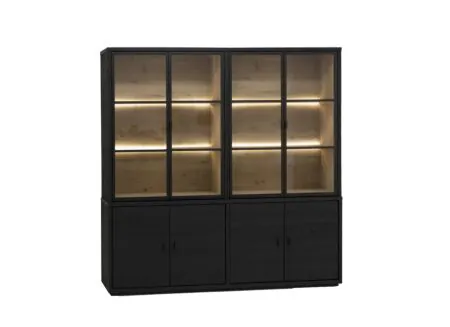 Vitrine Mauri 230cm - chêne massif - noir