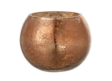 Windlicht Bol Craquele effect H12cm - glas - brons