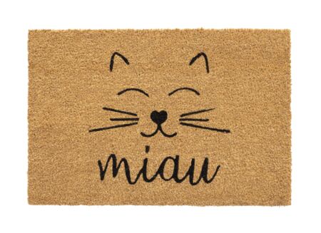 Deurmat E-Coco Miau 60x40cm kokos bruin