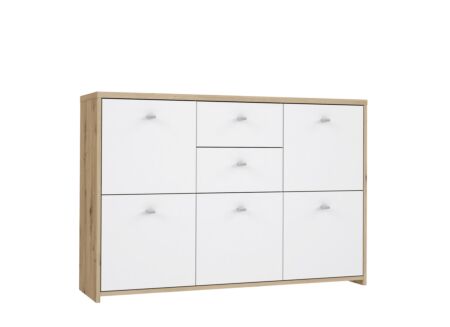 Kast Best Chest 114x30x78cm - meubelplaat - artisan eik/wit