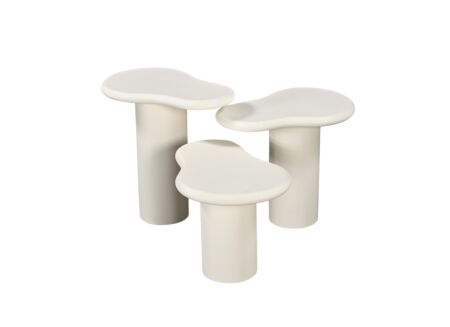 Bijzettafel Mushroom set van 3 - micro cement - beige