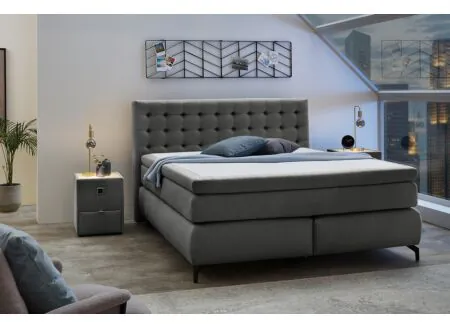 Foto ambiance - Boxspring Jessica 180x200cm - tissu - anthracite