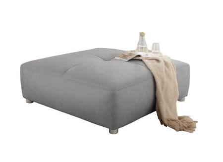 Poef Gulliver 126x126cm stof lichtgrijs