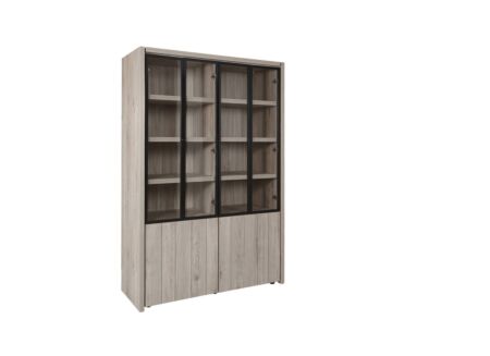 Vitrinekast Lucca 140cm - decor - millenium eik/lichtgrijs